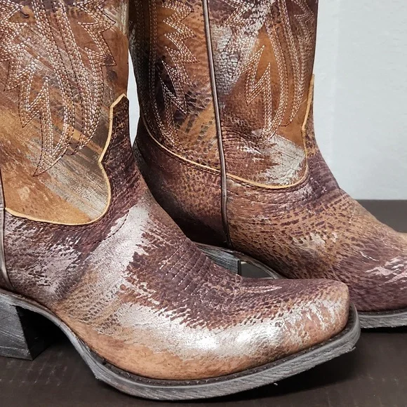 Ariat Circuit Salem Brushed Silver Leather Block Heel Western Boots size 6.5 - Picture 9 of 9